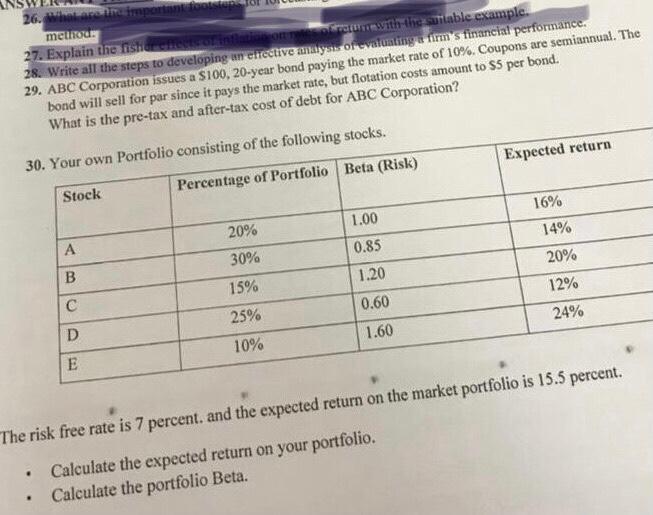  26. What are the important foot method 27. Explain the fisher