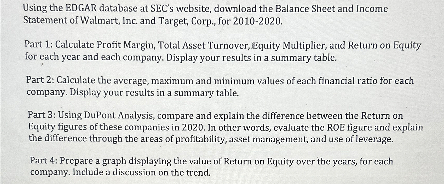  Using the EDGAR database at SEC's website, download the Balance Sheet