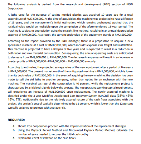The following analysis is derived from the research and development (R\&D)