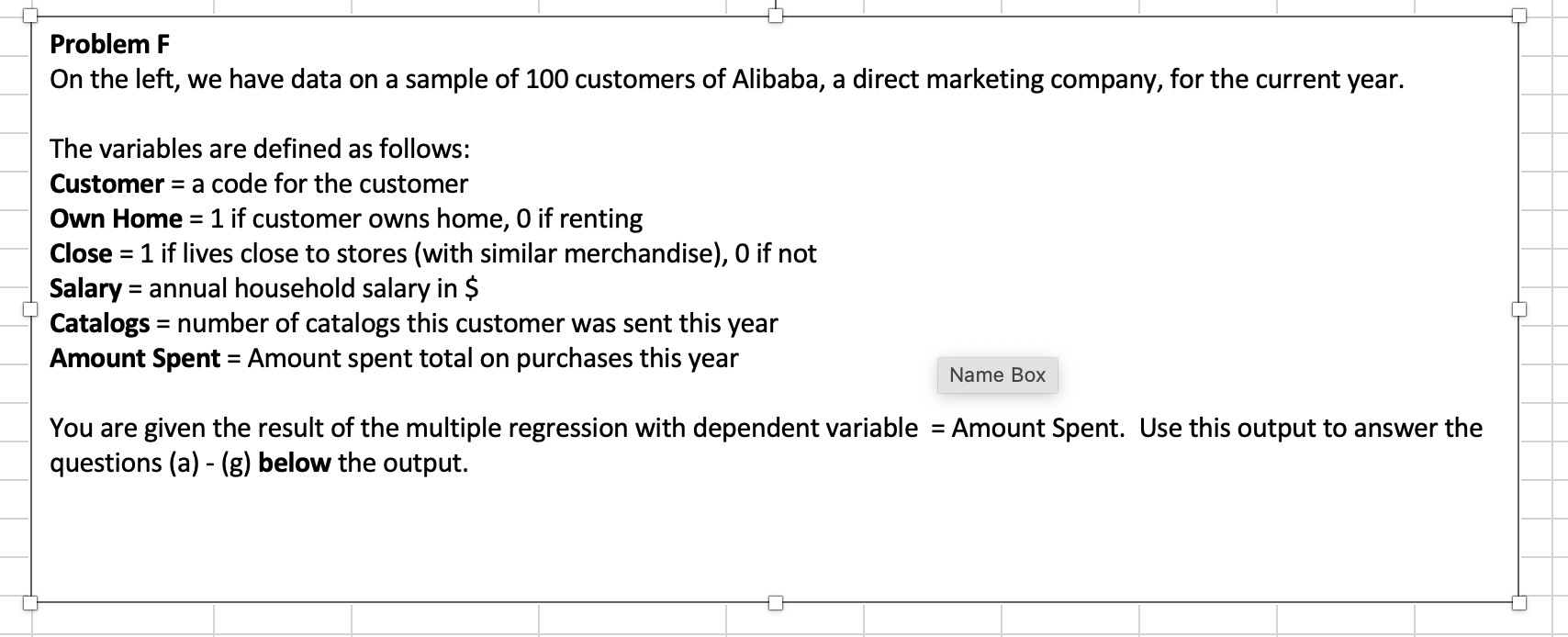 of 100 customers of Alibaba, a direct marketing company, for the current