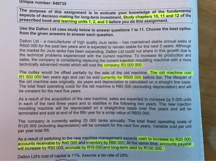 The operating cash flow for the new machine in year 2