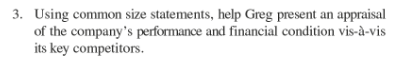  3. Using common size statements, help Greg present an appraisal of