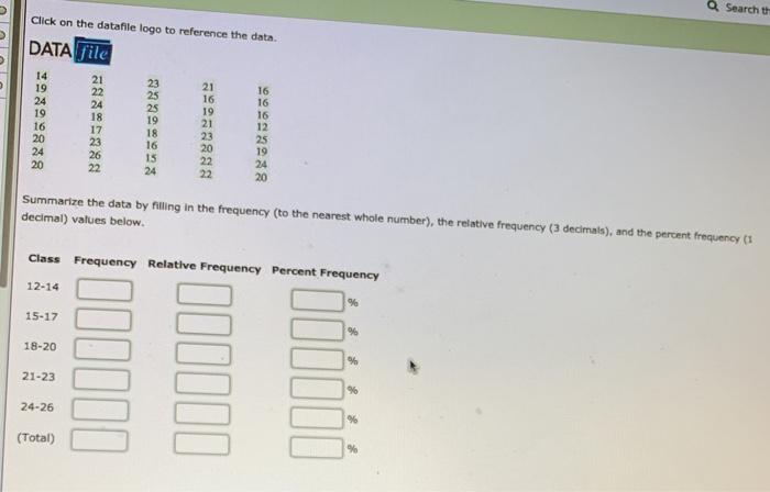  a Search Click on the datafile logo to reference the data