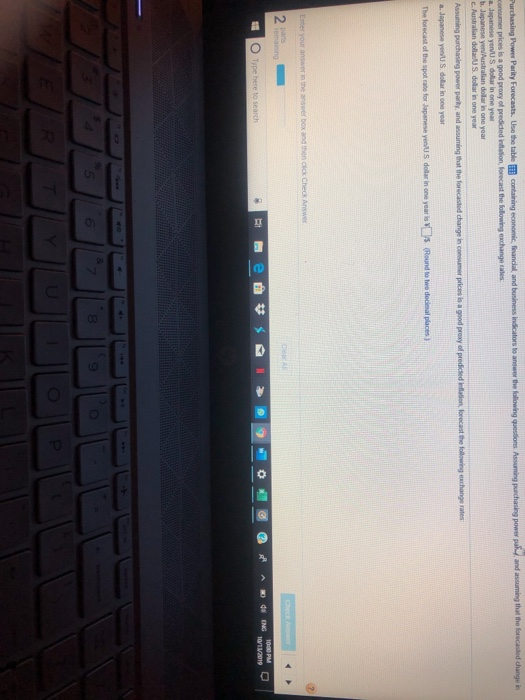  Purchasing Power Parity Forecasts. Use the table containing economic, financial, and