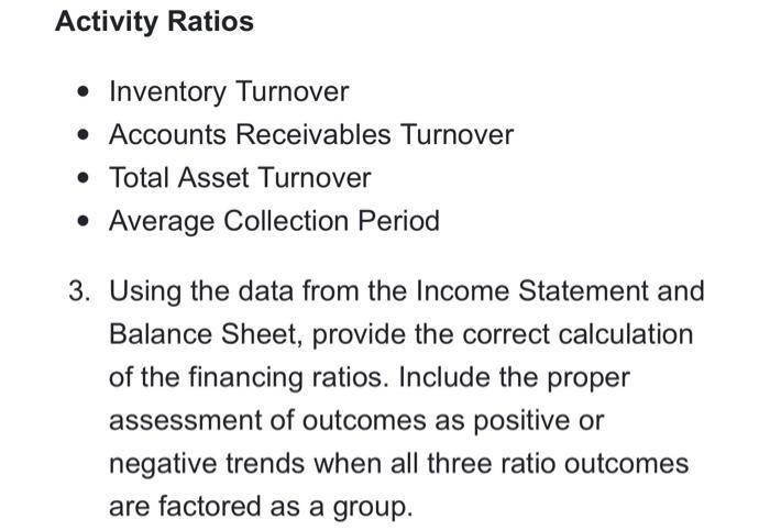 I need help with the activity ratio calculations for the year 2013