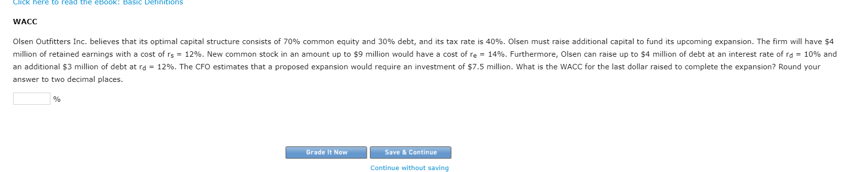 Click here to read the eBook: Basic Definitions WACC Olsen Outfitters