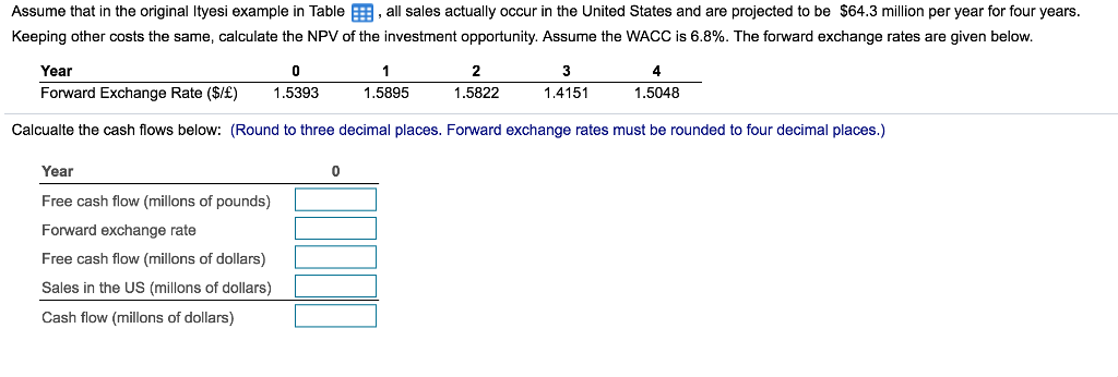 Assume that in the original Ityesi example in Table EE, all