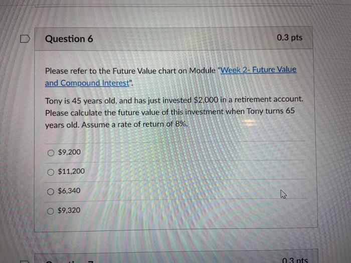 on Module "Week 2- Future Value and Compound Interest". John is 35