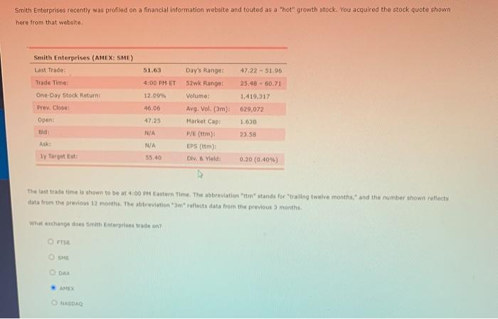  Smith Enterprises recently was profiled on a financial Information website and