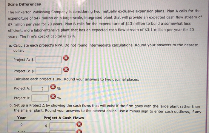  Scale Differences The Pinkerton Publishing Company is considering two mutually exclusive