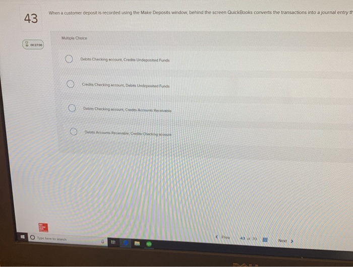  When a customer deposit is recorded using the Make Deposits window,