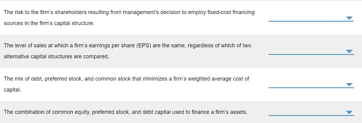 second drop down box: with options of :financial or business third drop