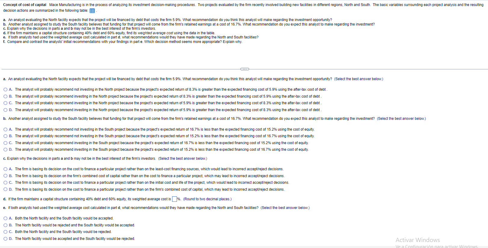decision actions are summarized in the following table c. Explain why