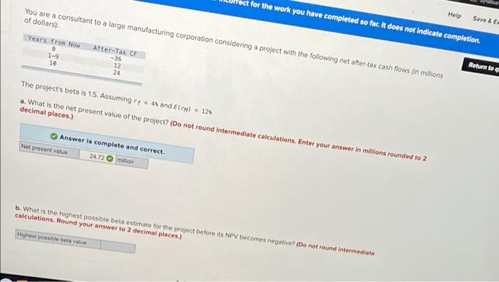 answer B please for the work you have completed so far. It