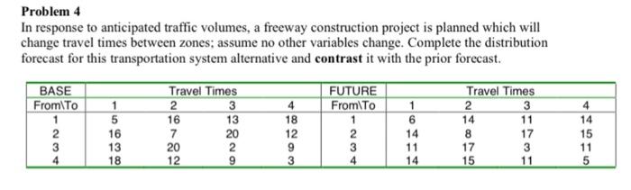  Problem 4 In response to anticipated traffic volumes, a freeway construction