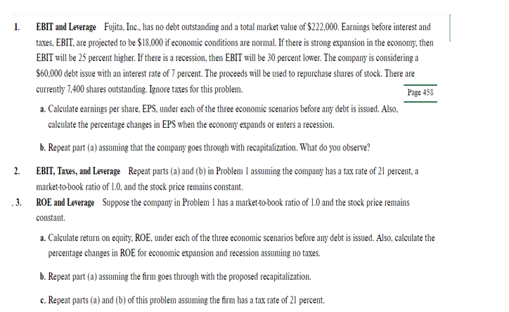 Only part 3 needed please (ROE and Leverage) a,b, and c !
