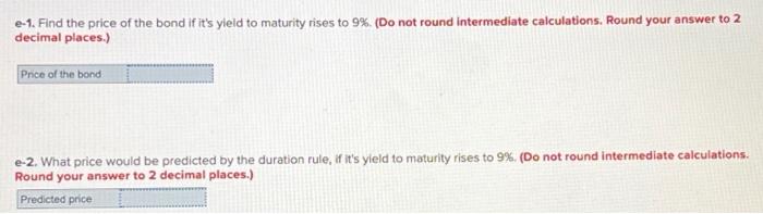 values. Do not round intermediate calculations. Round "Duration Rule" to 2 decimal