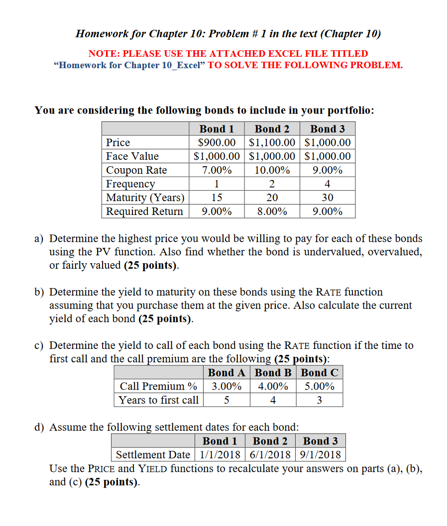  Homework for Chapter 10: Problem #1 in the text (Chapter 10)