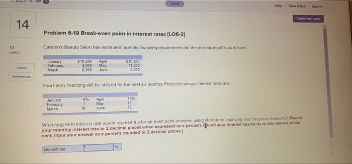  Sohv Help Beve & Elsen Check my 14 Problem 6-19 Break-even