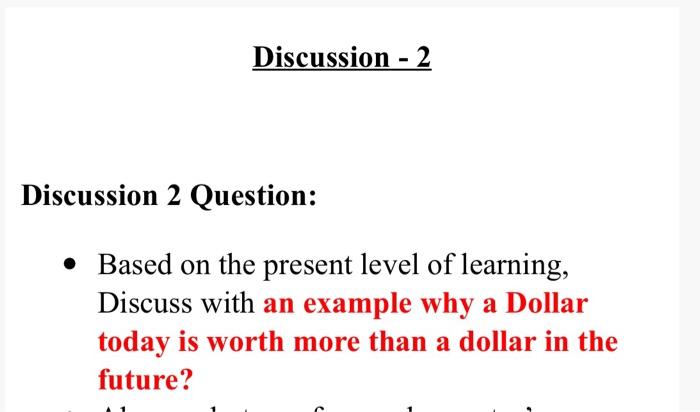  Discussion - 2 Discussion 2 Question: Based on the present level