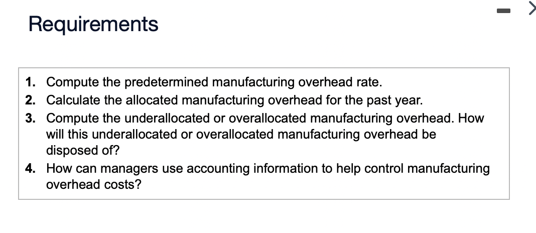 underallocated or overallocated manufacturing overhead. How will this underallocated or overallocated manufacturing