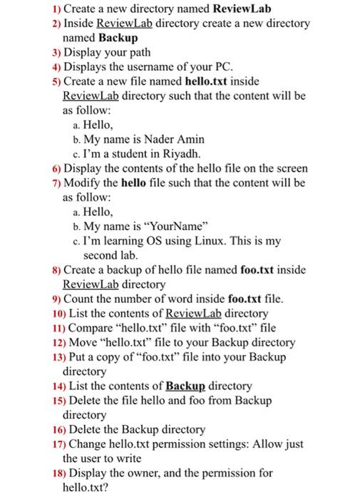 Solve this Homework by using linux OS please and Implement the following