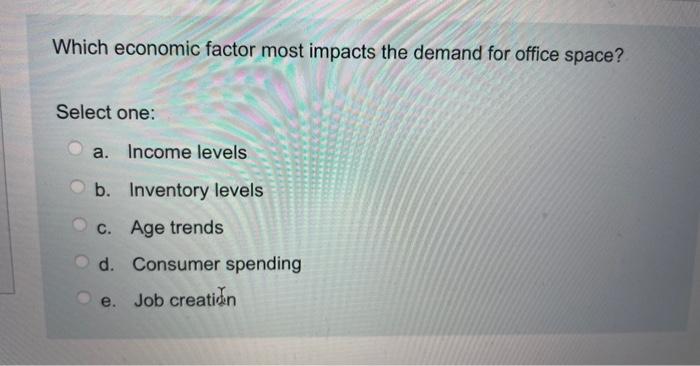  Which economic factor most impacts the demand for office space? Select