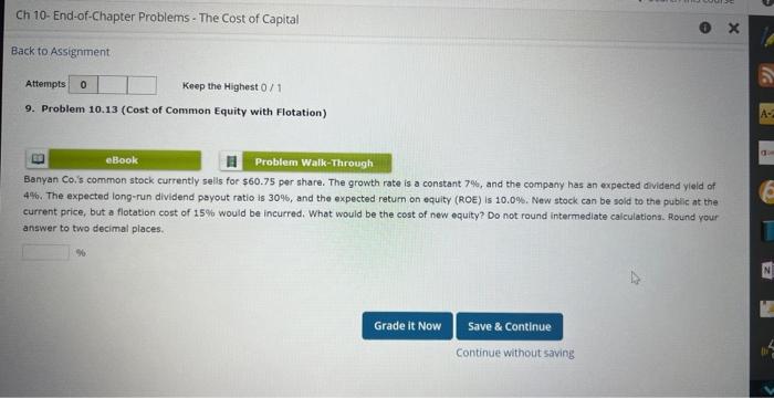  Attempts Keep the Highest 0 / 1 . 9. Problem 10.13