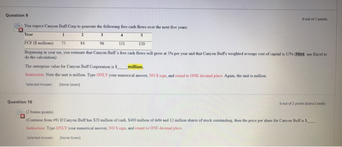  please answer question #10 Question 9 out of 2 pots You