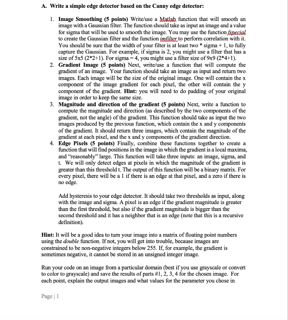 Image processing A. Write a simple edge detector based on the