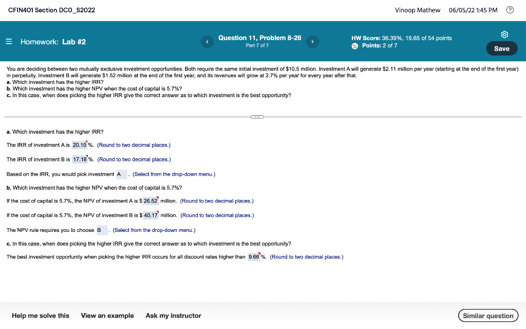 Question 11, Problem 8-26 Part 1 of 7 > HW Score: 32.68%,