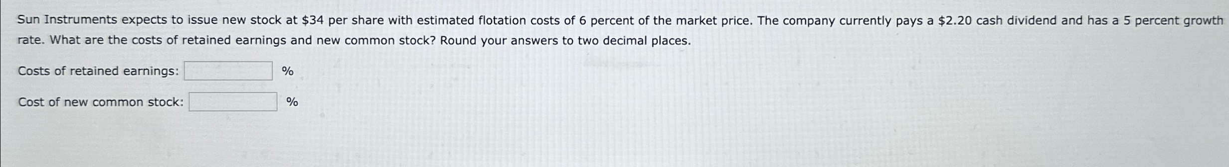  Sun Instruments expects to issue new stock at $34 per share