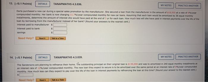  13. [-/0.1 Points] DETAILS TANAPMATHS 4.3.036. MY NOTES PRACTICE ANOTHER Darla