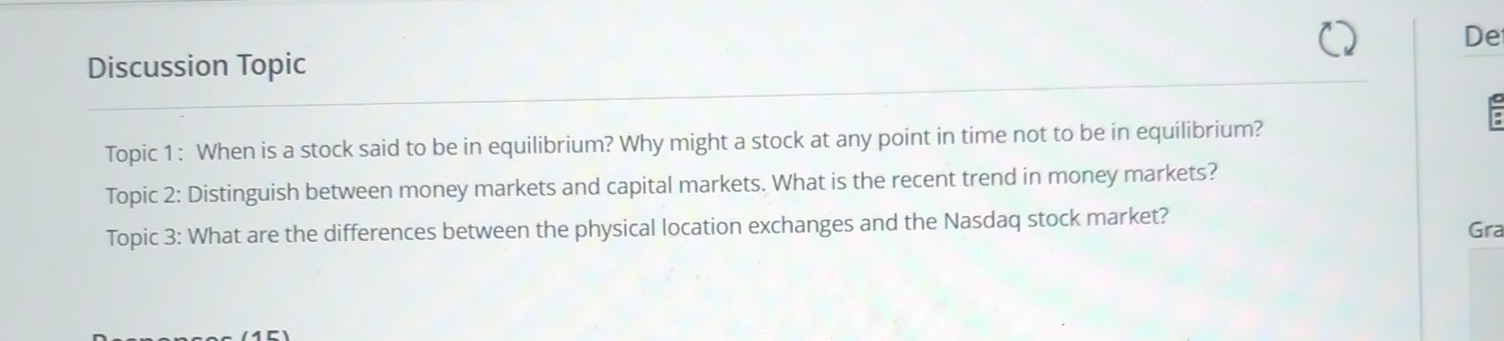  Discussion Topic Topic 1: When is a stock said to be