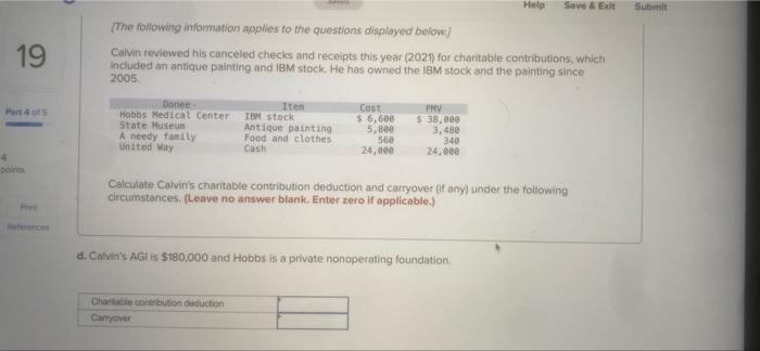  Help Save & EX Submit 19 (The following information applies to