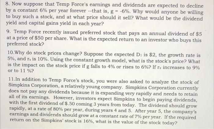 company whose last dividend (Do, which was paid yesterday) was $2.00 and