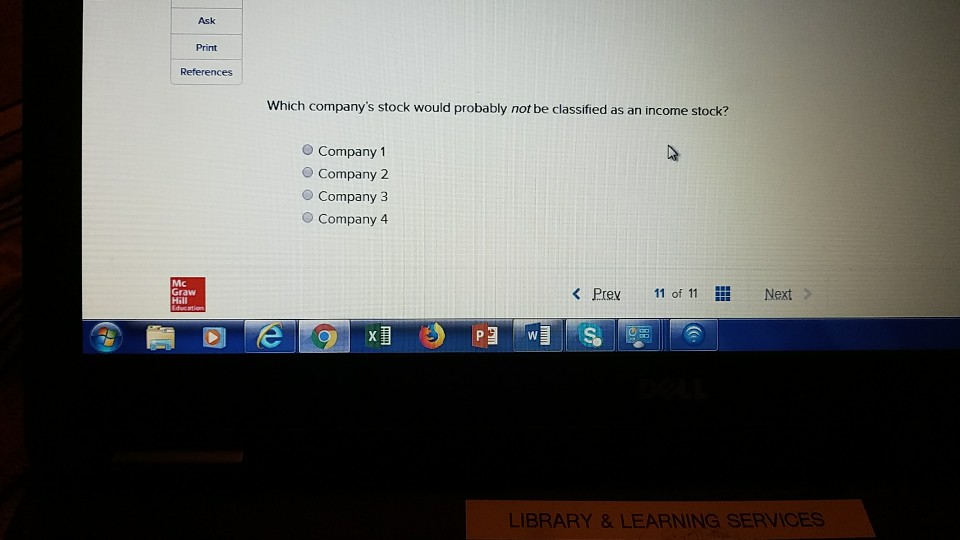 computation and interpretation LO A3 1.6 points Cash Dividend Market Value Company