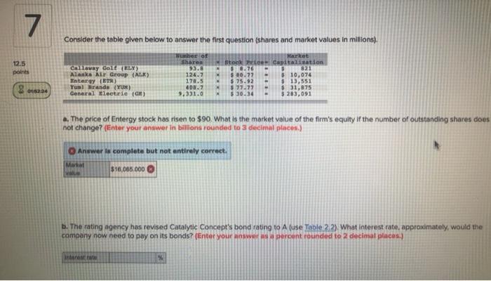  Please answer A and B. Thank you! 7 Consider the table