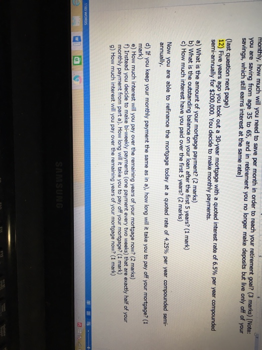 please answer e,f,g... and label each answer. thank you Five years ago