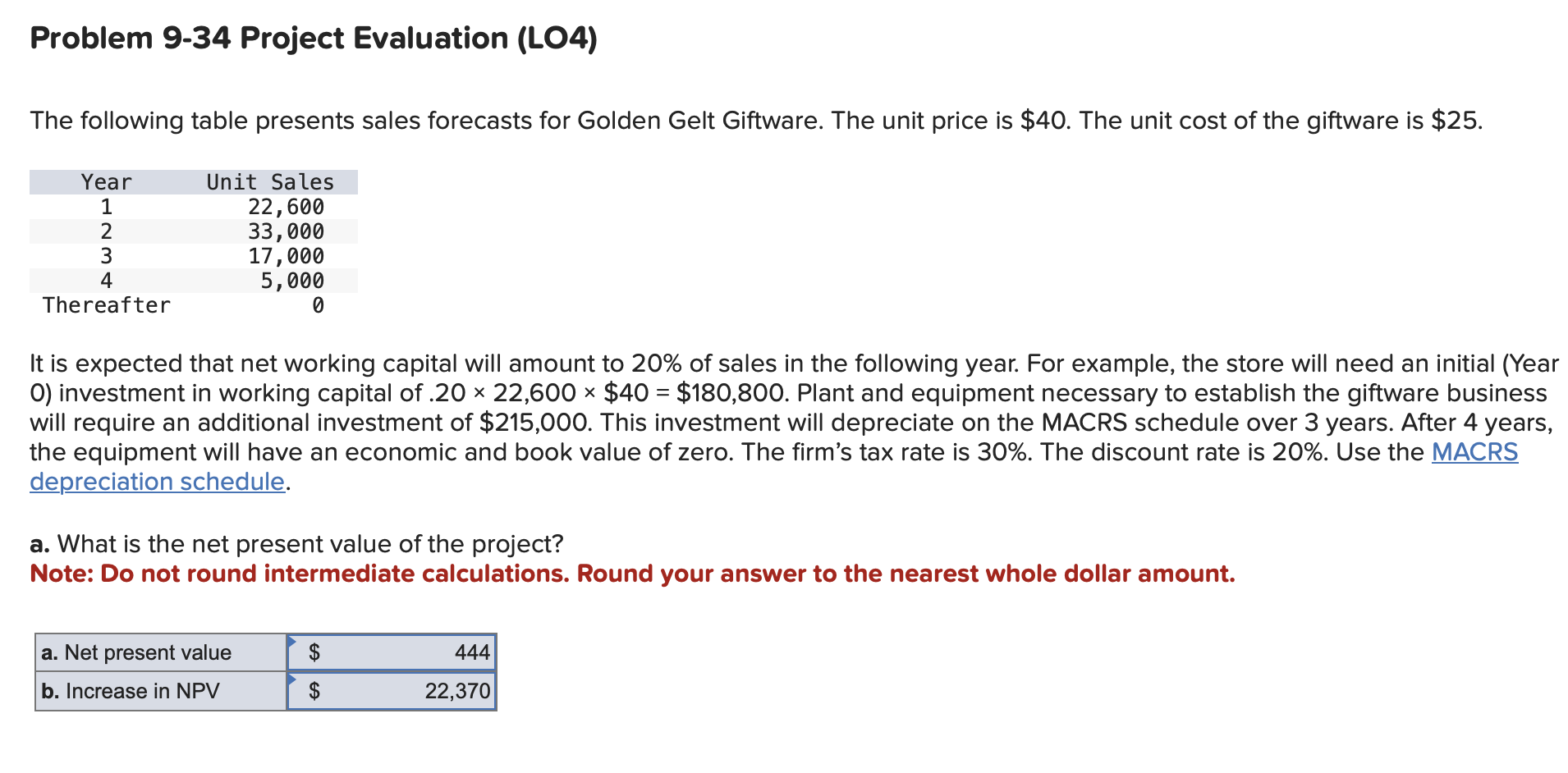  It is expected that net working capital will amount to 20%