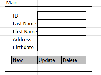 Create a PHP program for the following wireframe design. Name of the