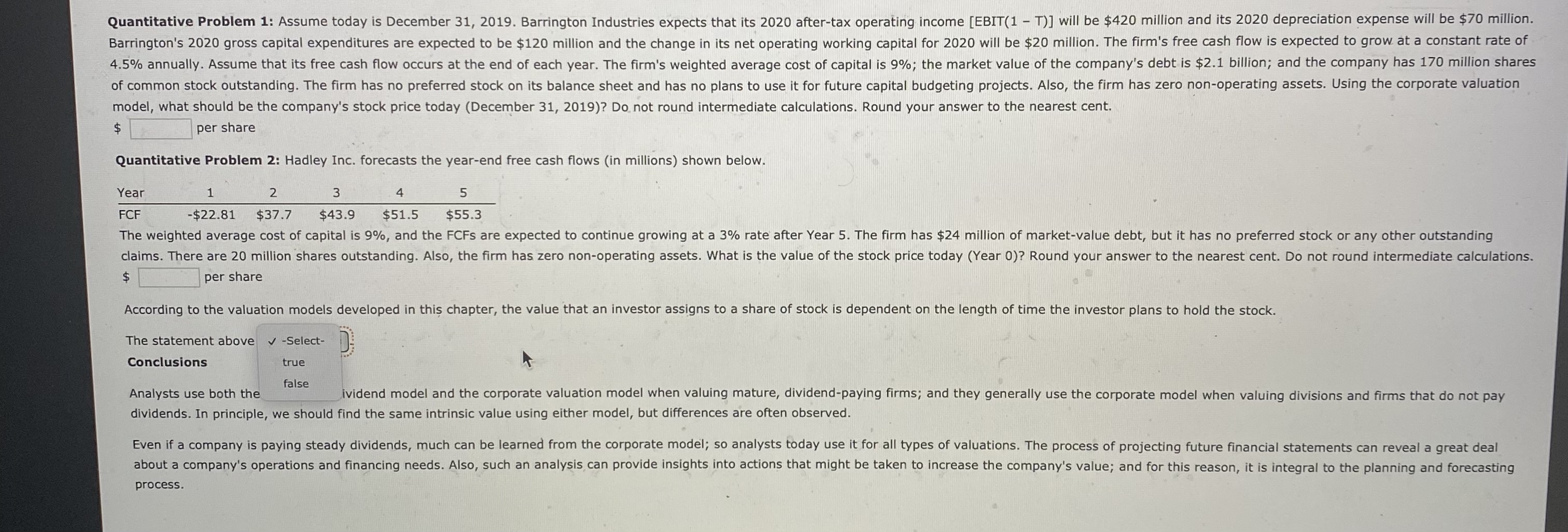 Can someone please help me with Quantitative Problem 1 & 2 please