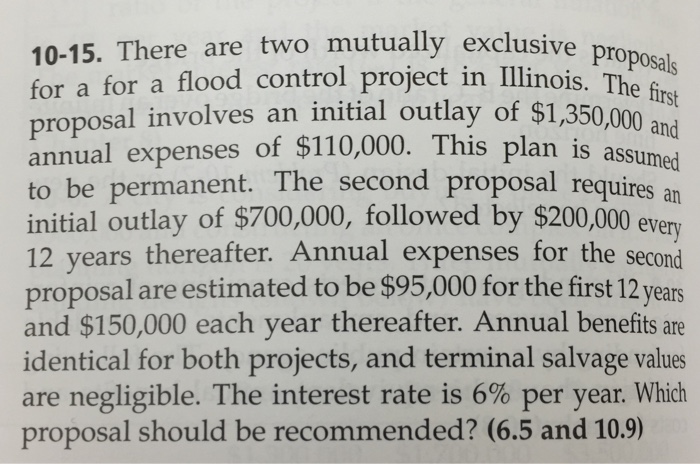  There are two mutually exclusive proposals for a for a flood