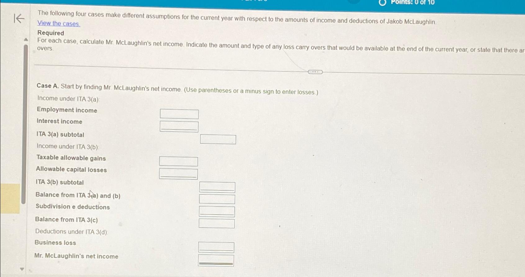 The following four cases make different assumptions for the current year with