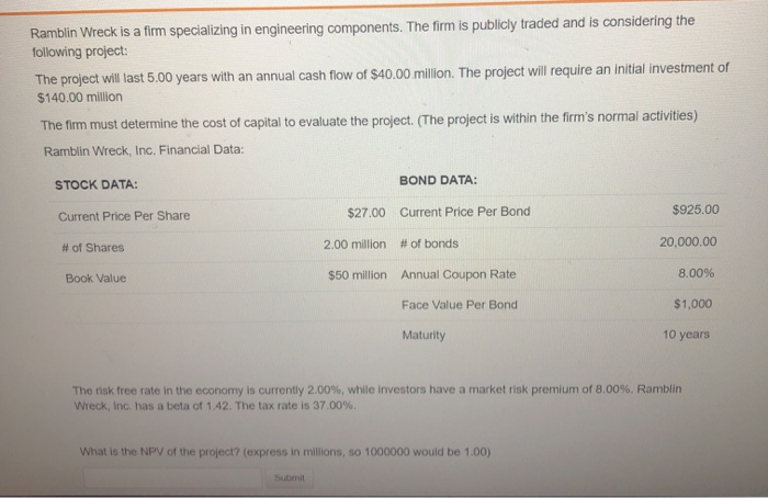  Ramblin Wreck is a firm specializing in engineering components. The firm