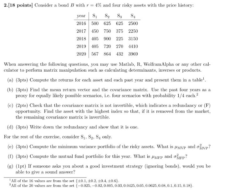 2.(18 points) Consider a bond B with r = 4% and