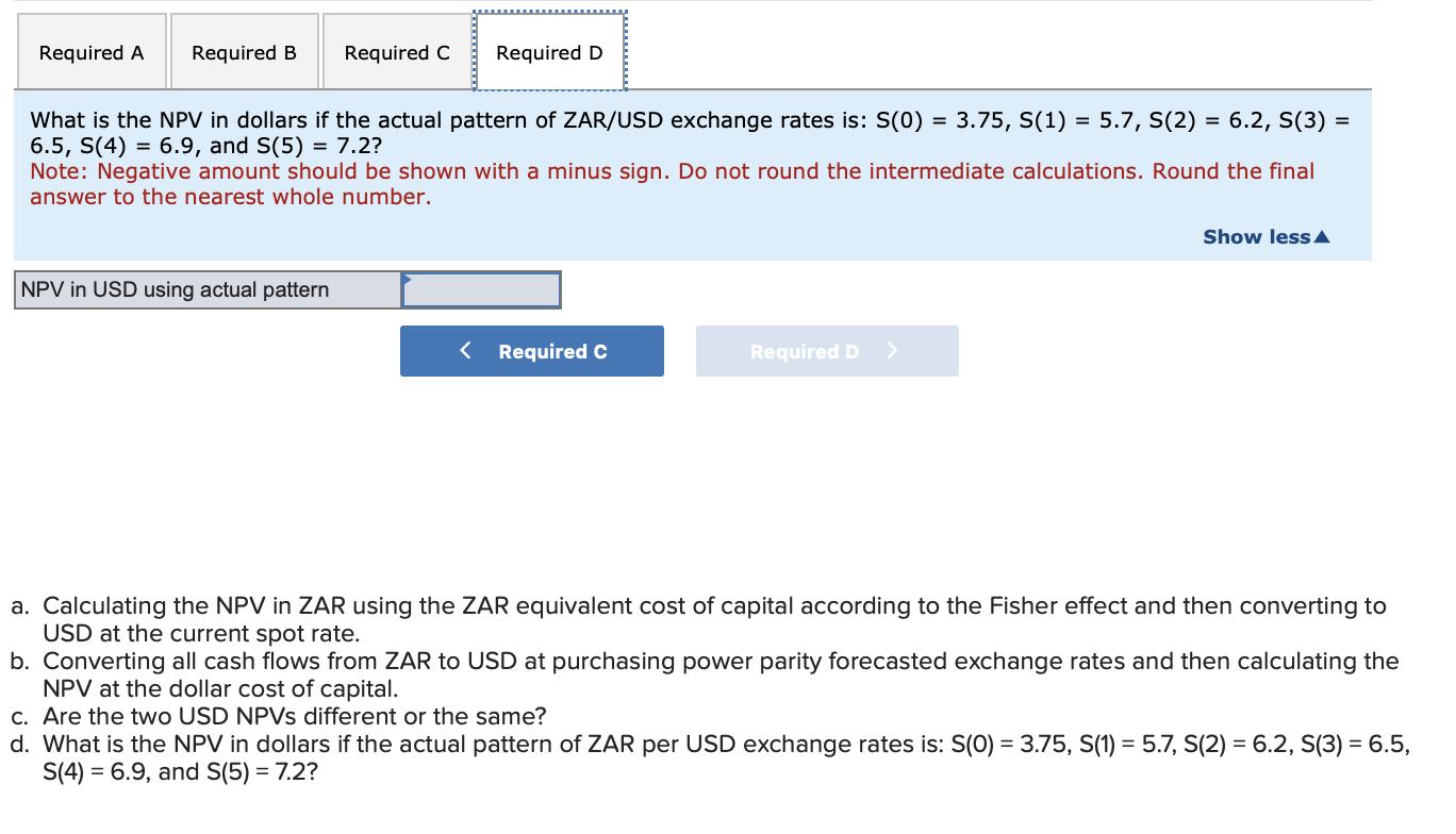 in ZAR are estimated to be 3,780,4,780,5,770,6,760, and 7,650. The parent firm's