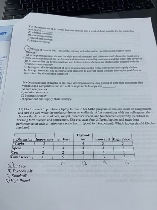  A) C) fogy D) business Strategy Which of these is NOT