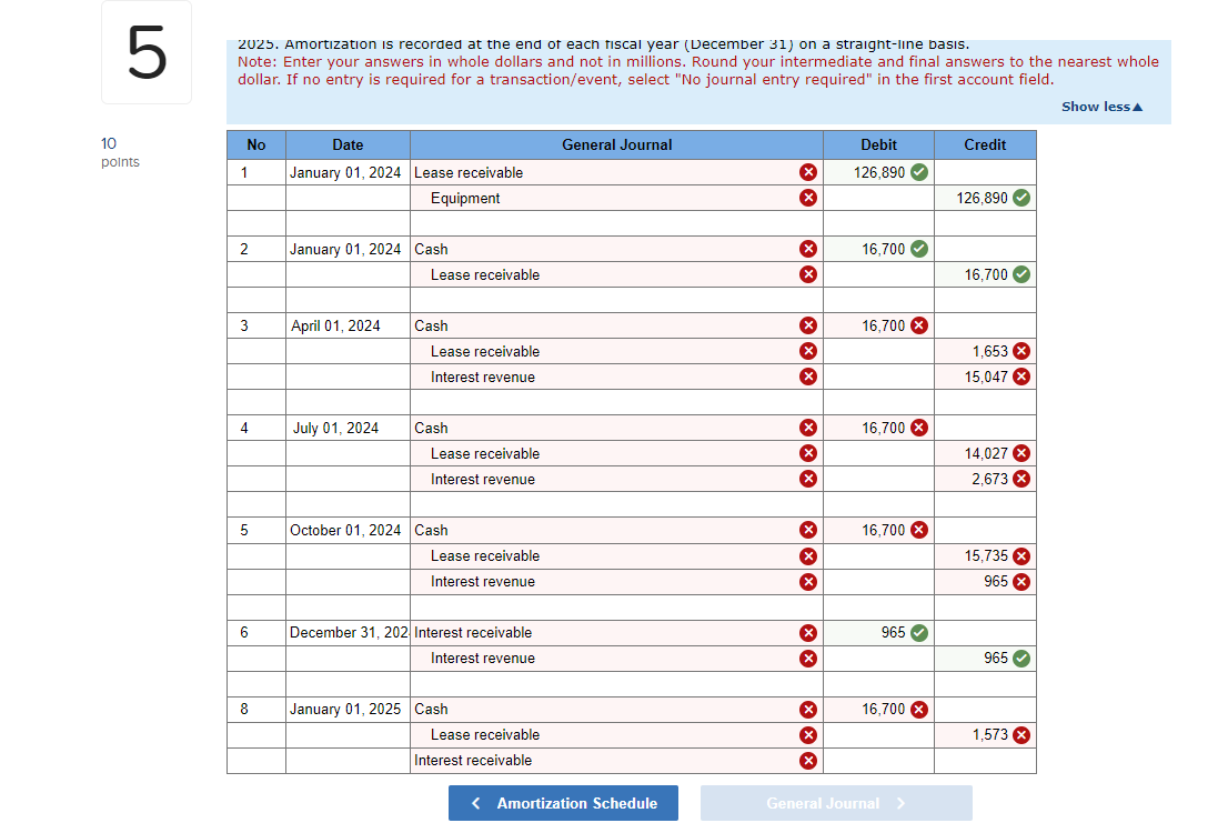 Need help with journal entries 2023. Amortization is recorded at the end