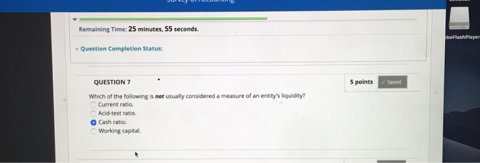  Remaining Time: 25 minutes, 55 seconds. Question Completion Status: QUESTION 7